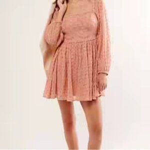 NEW FREE PEOPLE MALINA MINI DRESS IN SUN BLUSH  XSMALL